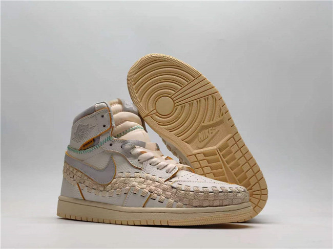 Women's Running Weapon Air Jordan 1 High Top Cream Shoes 0340 Women's Running Weapon Air Jordan 1 High Top Cream Shoes 0340